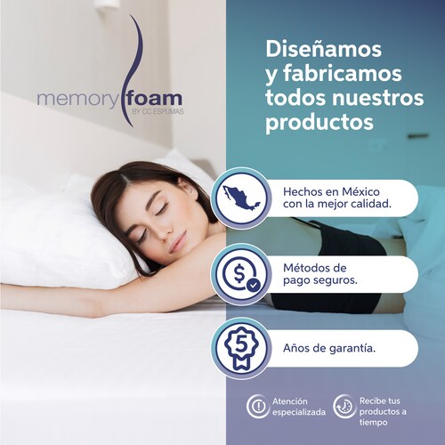 MEMORY FOAM Almohada Body Pillow de Memory Foam Color Blanco  Hecha de Memory Foam 100x35x15 cm.