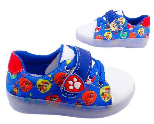 Tenis Niño Patrulla Canina Cachorros Luces Leds 410-arb Azul