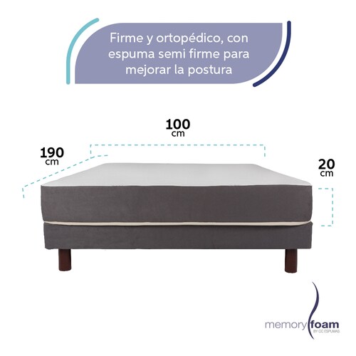 MEMORY FOAM Colchón Essential de Memory Foam Firmeza Media Blanco Individual