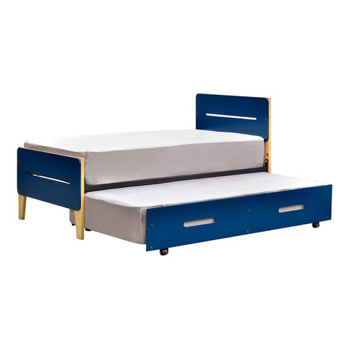 Cama Doble Individual Juno | Cama Baja Deslizable Con Ruedas