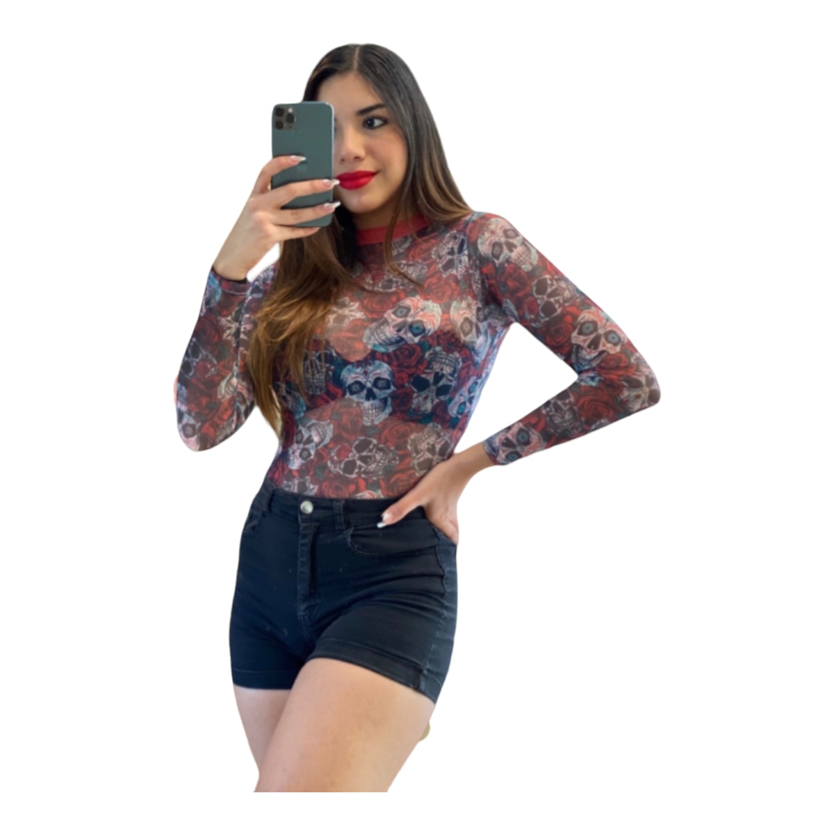 Blusa Mesh Transparente Mujer Dise o Calavera D a De Muertos