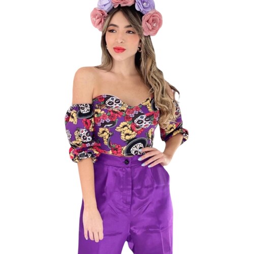 Crop Top Corset Diseño Calaca Calavera Día De Muertos.