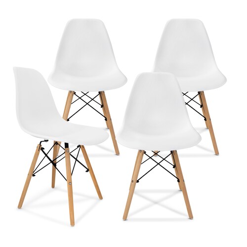 Set de 4 Sillas Modernas para comedor y Sala Minimalista  en color  Blanco.