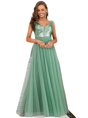 Vestido Elegante de Fiesta Largo Curvy Verde Jade Lentejuela Offsoulder Sin Hombros Falda Tul Cintura Alta Talla Ch a Talla Extra