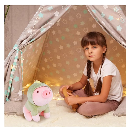Peluche de Cerdito con disfraz de Puercosaurio