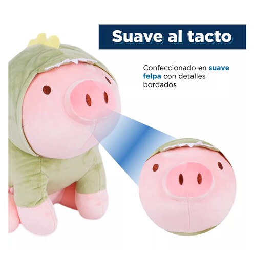 Peluche de Cerdito con disfraz de Puercosaurio