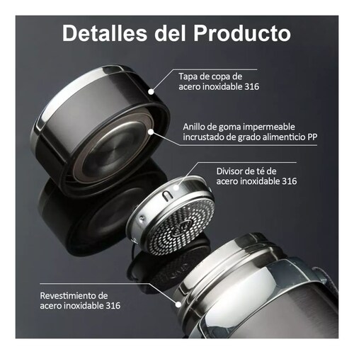 Termo De Acero Inoxidable Portatil  1000ml Negro 