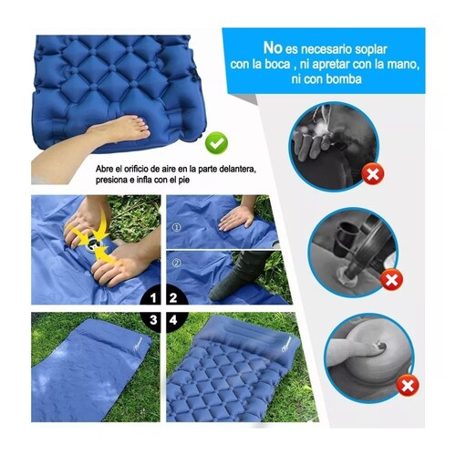 Colchoneta Individual para  Acampar Portátil Azul