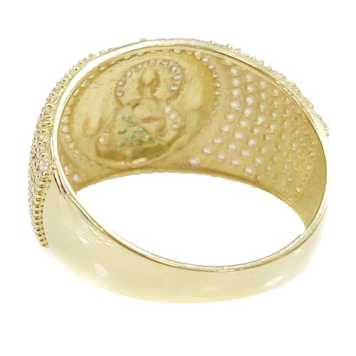 Anillo San Judas Tadeo Con Piedra Zirconia Suiza Oro 10k