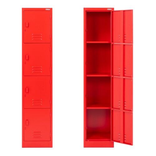 Locker Metálico Guardex  4 Puertas, Casilleros para Escuela Oficina Hogar 180 cm con Cerradura