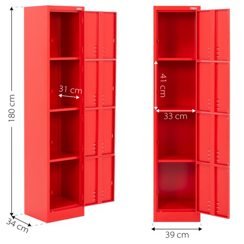 Locker Metálico Guardex  4 Puertas, Casilleros para Escuela Oficina Hogar 180 cm con Cerradura