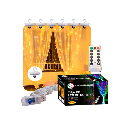 Cortinas Serie Luces Led Amarilla Decorativa Usb 8 Modos 3x3m