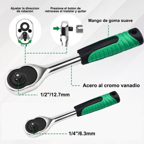 Juego De Herramientas Reparación Automóviles 82pzs Estuche VERDE 