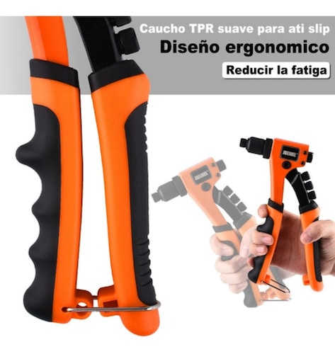 Remachadora Profesional De 8 In C/boquillas De Cambio Rápido Negro con Naranja 
