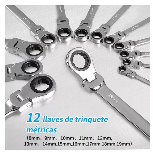 Llaves Inglesa Combinada Tipo Matraca 12 px negras