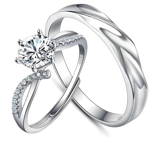 Anillo De Promesa Hombre Y Mujer Ajustables 
