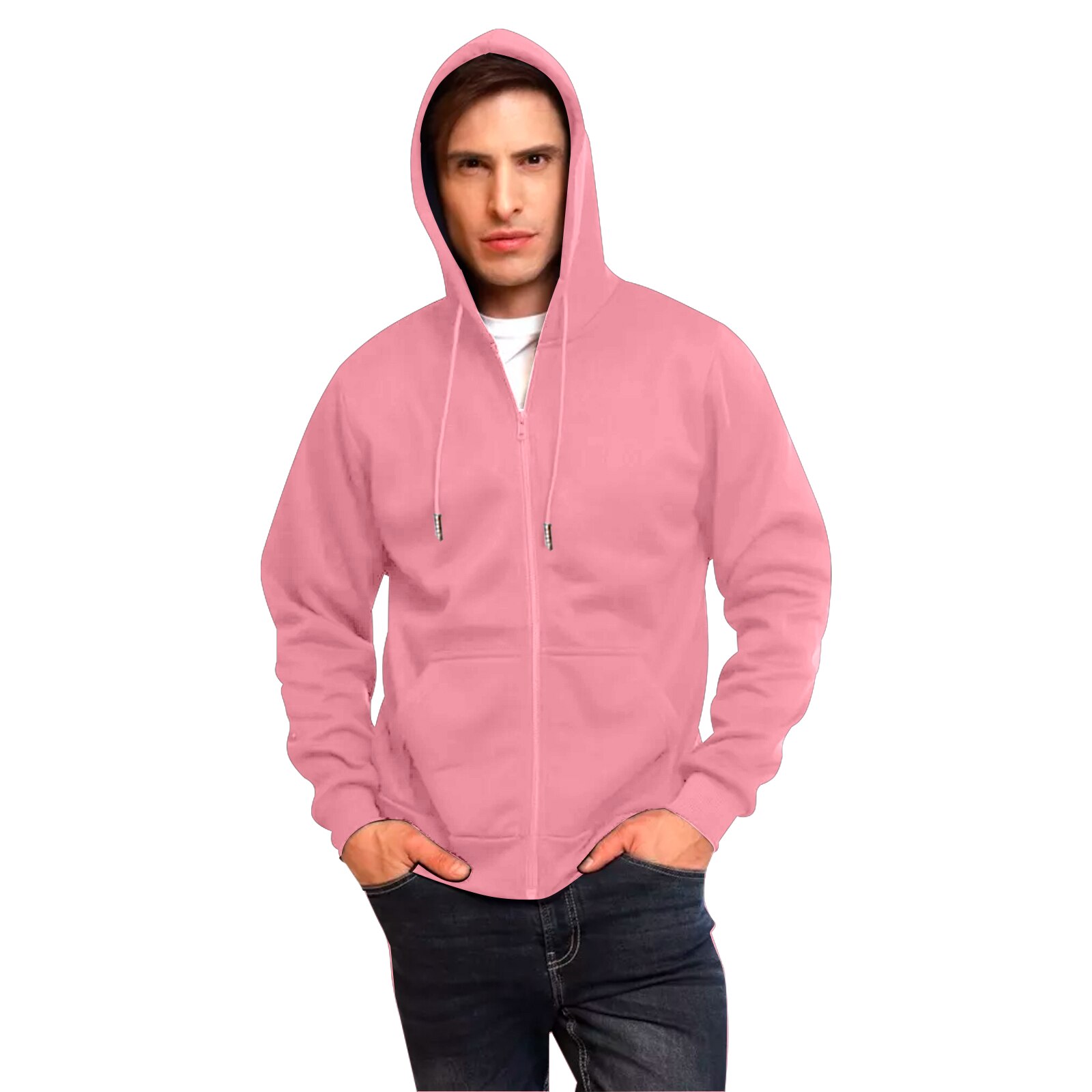 Sudadera Hoodie Rosa con Cierre Capucha y Cangurera Calientita