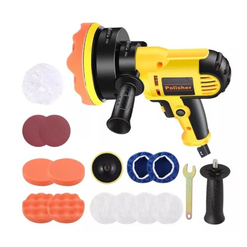 Kit Pulidora Eléctrica Para Coche 700w 110v 16 Piezas Amarillo