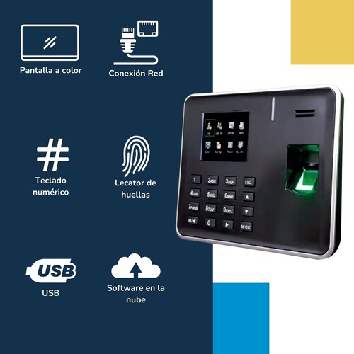 BioNet Reloj checador biométrico serie A más licencia PYME, 25 empleados por huella digital, asistencia de tiempos, máquina para fichar, marcar tarjeta, control de asistencia