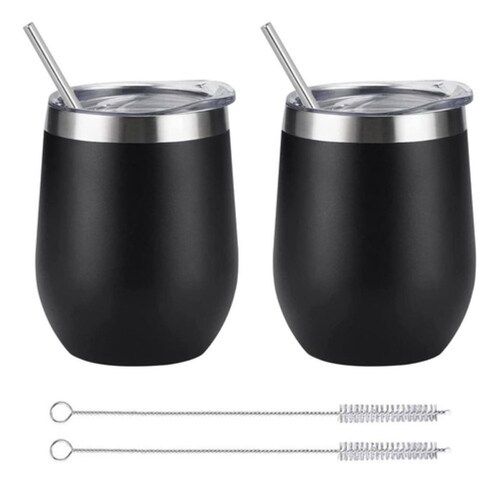 Vaso Termico Acero Inoxidable frio/calor 2 Piezas Negro 12 Oz
