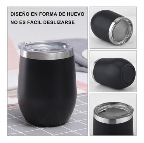 Vaso Termico Acero Inoxidable frio/calor 2 Piezas Negro 12 Oz