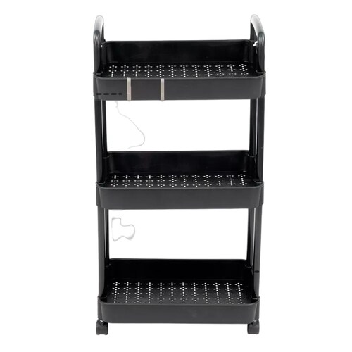 Carrito Auxiliar Organizador Multiusos 3 Niveles Plastico Negro