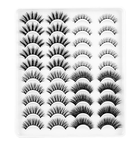 Kit De Pestañas Postizas 3d Mixtas De Visón Natural 20 Pares 