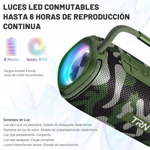 Bocina Bluetooth Recargables Bocina Portátil Para Exterior Camuflaje