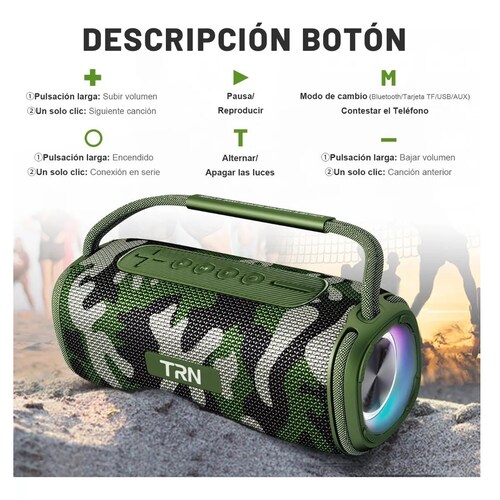 Bocina Bluetooth Recargables Bocina Portátil Para Exterior Camuflaje