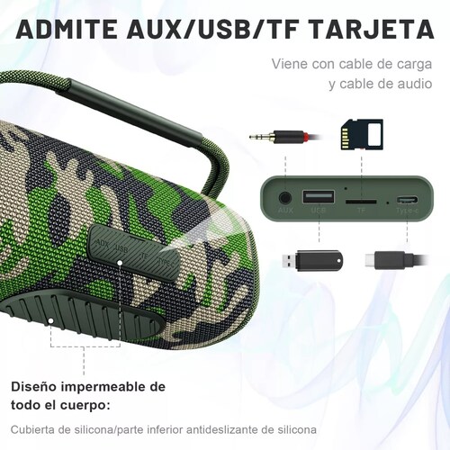 Bocina Bluetooth Recargables Bocina Portátil Para Exterior Camuflaje