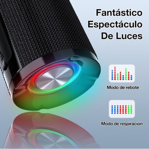 Bocina Bluetooth Portátil, 5.1 Altavoz Inalámbrico  Negro