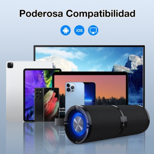 Bocina Bluetooth Portátil, 5.1 Altavoz Inalámbrico  Negro