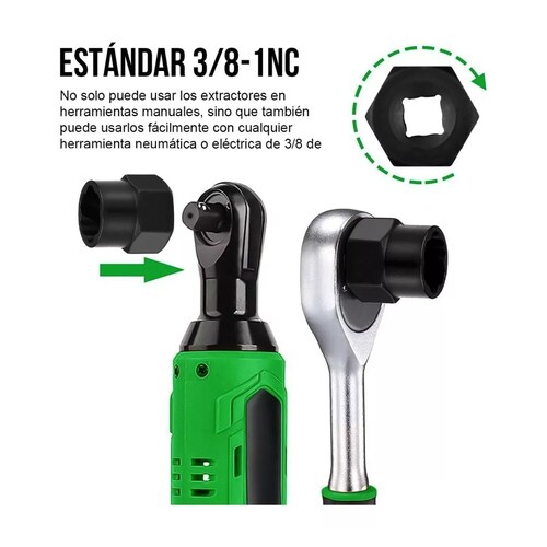 Extractores De Birlos, Tornillos 14 Piezas Con estuche Negro