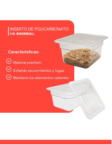 Inserto de Policarbonato con tapa de 1/6 de 10cm Shorbull.