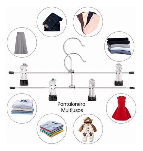 Ganchos de Acero Inoxidable para Pantalón Percha Con Clips 30 Piezas 