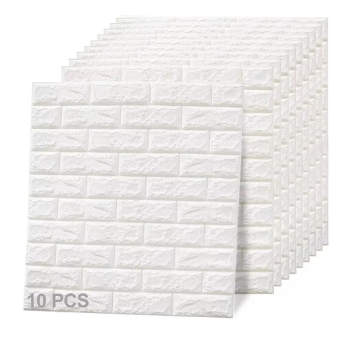 Set  Pegatina De Pared  Patrón De Ladrillo3d Textura Papel Tapiz Blanco