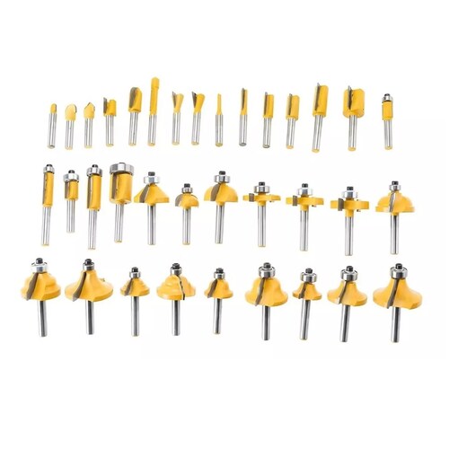 Kit 35 Brocas Fresas 1/4 Para Router De Madera Vástago Molduras