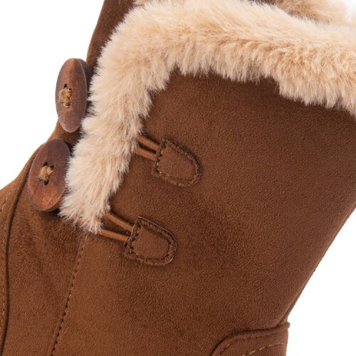 Kit de 2 pares de botas casuales tipo Ugg de ante, con forro de peluche marca PBPS, mod. 1085475