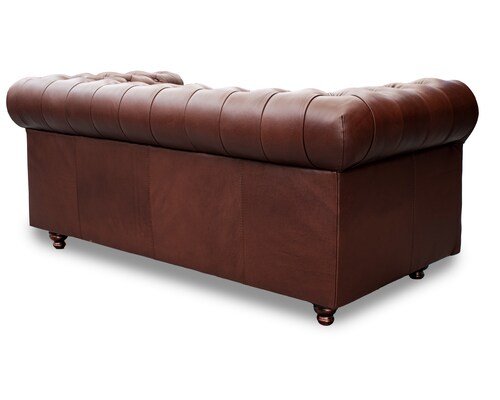 Sala de Piel Genuina Sofa y Love Chesterfield CHPV Color Tabaco - ConfortoPiel
