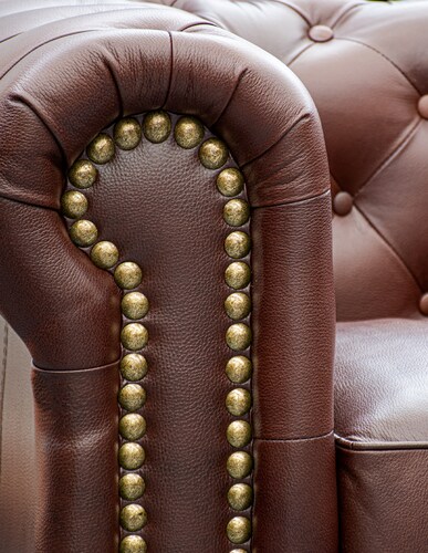 Sala de Piel Genuina Sofa,Love y Sillon Chesterfield CHPV Color Tabaco - ConfortoPiel
