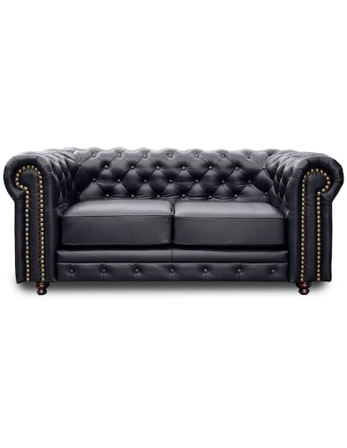 Sala de Piel Genuina Sofa,Love y Sillon Chesterfield CHPV Color Negro - ConfortoPiel
