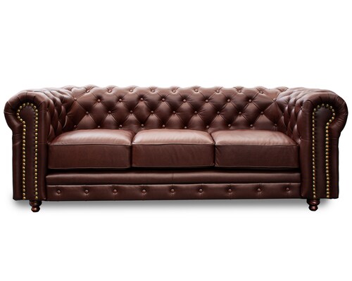 Sala de Piel Genuina Sofa,Love y Sillon Chesterfield CHPV Color Tabaco - ConfortoPiel