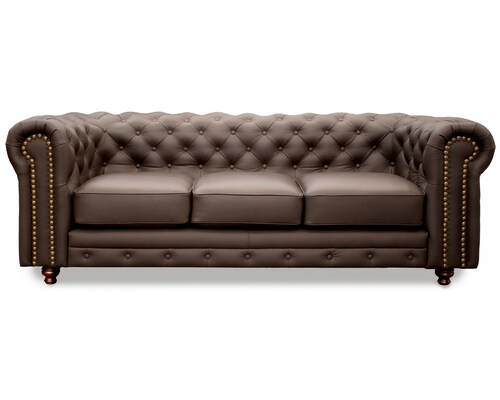 Sala de Piel Genuina Sofa,Love y Sillon Chesterfield CHPV Color Chocolate - ConfortoPiel