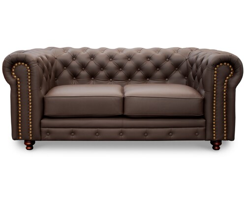 Sala de Piel Genuina Sofa,Love y Sillon Chesterfield CHPV Color Chocolate - ConfortoPiel