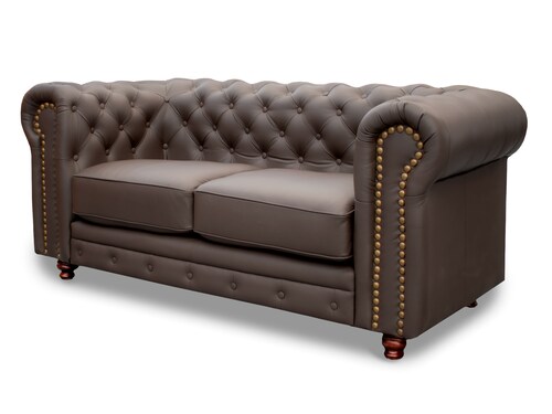 Sala de Piel Genuina Sofa,Love y Sillon Chesterfield CHPV Color Chocolate - ConfortoPiel