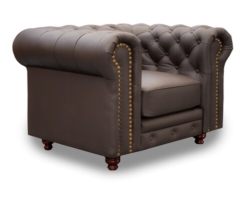 Sala de Piel Genuina Sofa,Love y Sillon Chesterfield CHPV Color Chocolate - ConfortoPiel