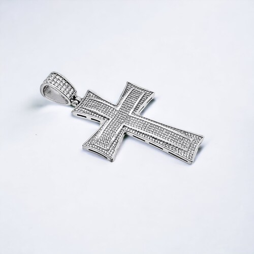 Dije cruz Plata .925 Hombre piedra zirconia.