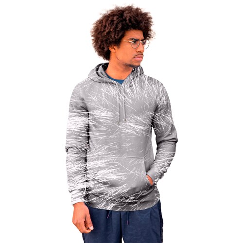 Sudadera Hoodie Unisex Gris Claro Jaspeado con Capucha y Cangurera, Calientita, Casual, Abrigo, Chamarra