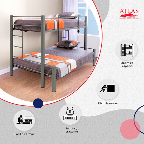 Litera Alta Blanco Doble Cama Individual Matrimonial Fija Literas Metal  Escalera