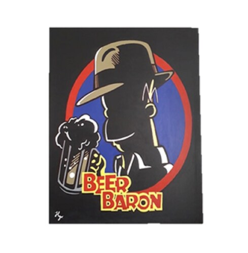 Cuadro decorativo pintado a mano Galería Oneris EL BARON DE LA CERVEZA HOMERO SIMPSON 70X54.